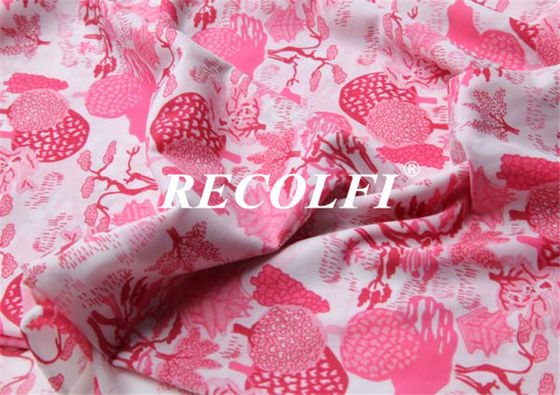 Pink Floral Printed Bikini Bondi Shiny Repreve Swimwear Fabric Washable